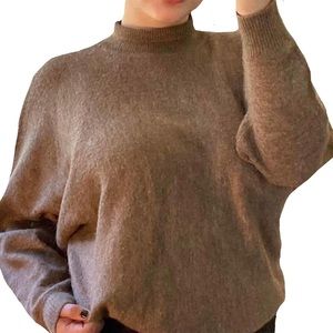 Tan Turtleneck + Bat wing Sweater from H&M